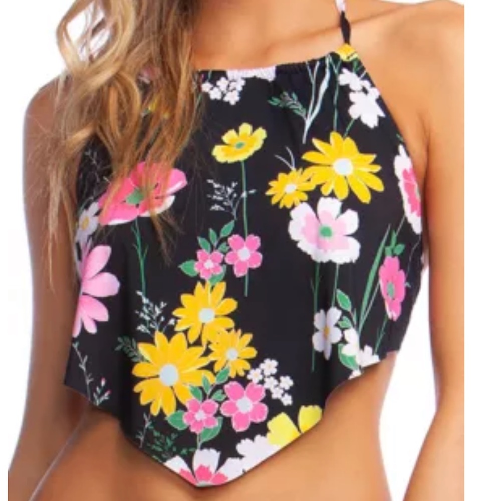 Floral handkerchief swim top